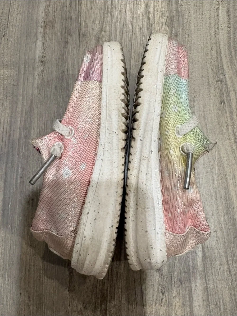 Hey Dude Wendy Toddler Sparkle Star Rainbow Tie Dye Shoes Size K5